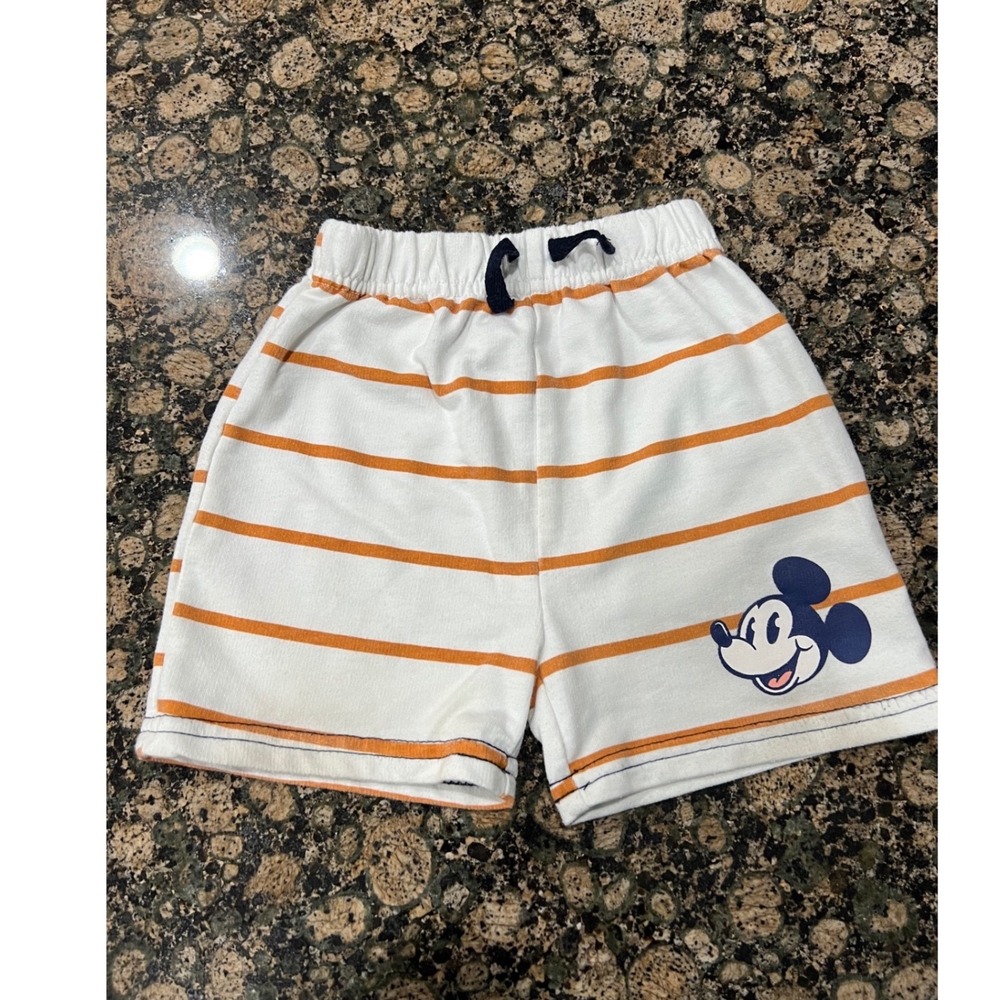 Disney Baby Mickey Mouse Striped Shorts Orange White 24M Toddler Boys